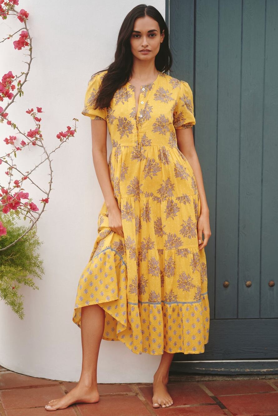Ro's Garden Daphne Short-Sleeve Midi Dress